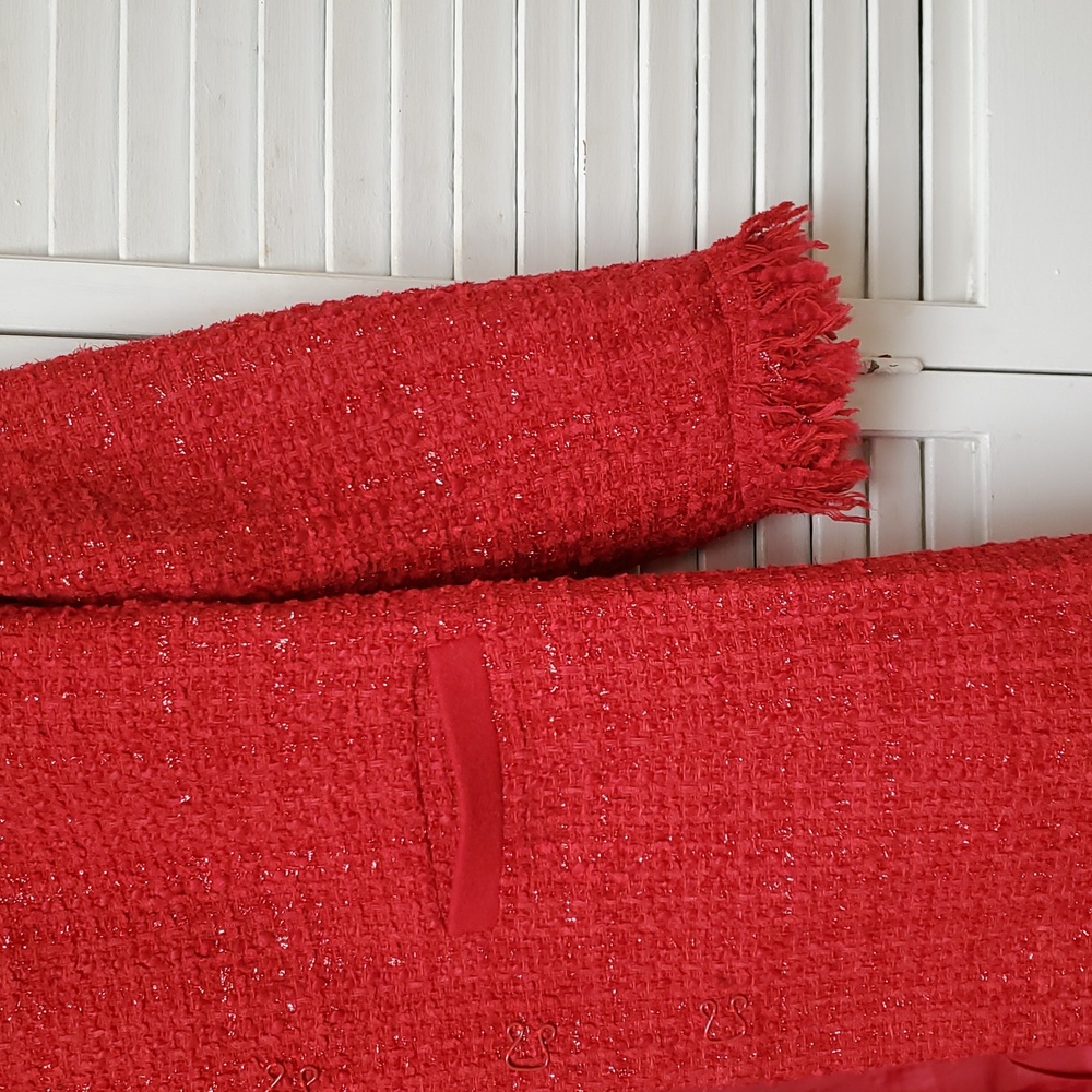 Vertigo Paris Red Tweed Fringe Dress Coat Size XL - Picture 7 of 11